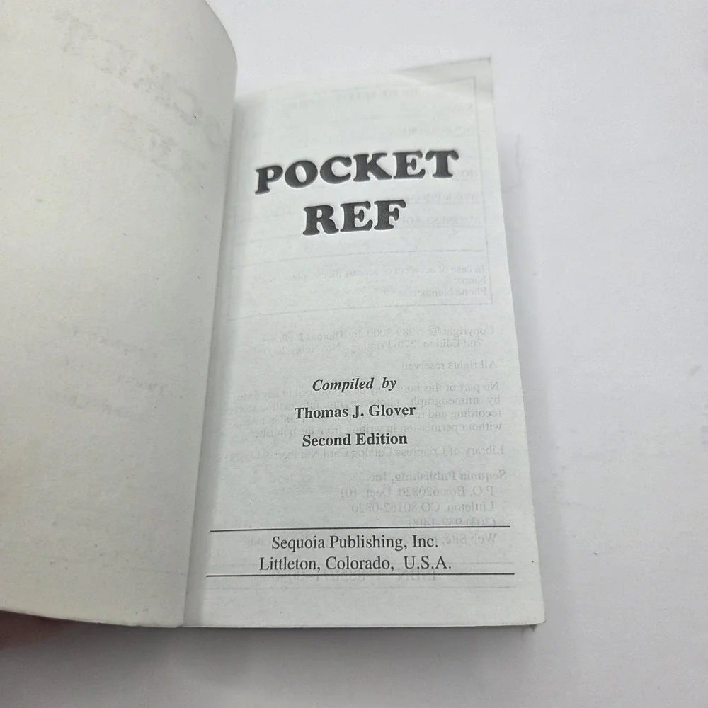 Pocket Ref Third Edition by Thomas J. Glover Sequoia Publishing 2006
